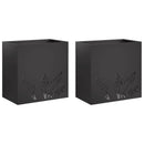 vidaXL Kerti cserép 2 db Fekete 50 x 30 x 49 cm Hidegen hengerelt acél