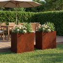 vidaXL Kerti cserép 2 db Rozsdás 50 x 30 x 49 cm Időjárásálló Acél