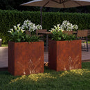 vidaXL Kerti cserép 2 db Rozsdás 50 x 30 x 49 cm Időjárásálló Acél