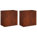 vidaXL Kerti cserép 2 db Rozsdás 50 x 30 x 49 cm Időjárásálló Acél