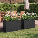 vidaXL Kerti cserép 2 db Fekete 80 x 30 x 49 cm Hidegen hengerelt acél