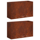 vidaXL Kerti cserép 2 db Rozsdás 80 x 30 x 49 cm Időjárásálló Acél