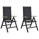 vidaXL Fekvő Kerti Székek 2 pcs Fekete 58 x 73 x 111,5 cm Textilén