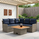 vidaXL Bútor szettek párnával 4 pcs Szürke és sötétkék PE Rattan