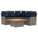 vidaXL Bútor szettek párnával 4 pcs Szürke és sötétkék PE Rattan