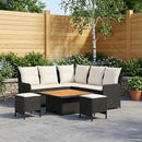 vidaXL Bútor szettek párnával 6 pcs Fekete és Krém PE Rattan