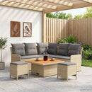 vidaXL Bútor szettek párnával 6 pcs Beige és Világosszürke PE Rattan
