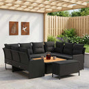 vidaXL Bútor szettek párnával 7 pcs Fekete PE Rattan