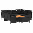 vidaXL Bútor szettek párnával 7 pcs Fekete PE Rattan