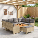 vidaXL Bútor szettek párnával 7 pcs Beige és Világosszürke PE Rattan