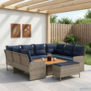 vidaXL Bútor szettek párnával 7 pcs Szürke és sötétkék PE Rattan