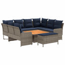 vidaXL Bútor szettek párnával 7 pcs Szürke és sötétkék PE Rattan