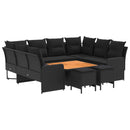 vidaXL Bútor szettek párnával 8 pcs Fekete PE Rattan
