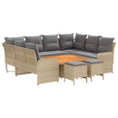 vidaXL Bútor szettek párnával 8 pcs Beige és Világosszürke PE Rattan