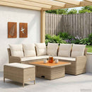 vidaXL Bútor szettek párnával 5 pcs Beige és krém PE Rattan