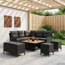 vidaXL Bútor szettek párnával 7 pcs Fekete PE Rattan