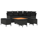 vidaXL Bútor szettek párnával 7 pcs Fekete PE Rattan