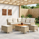 vidaXL Bútor szettek párnával 7 pcs Beige és krém PE Rattan