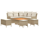 vidaXL Bútor szettek párnával 7 pcs Beige és krém PE Rattan