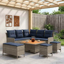 vidaXL Bútor szettek párnával 7 pcs Szürke és sötétkék PE Rattan