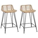 vidaXL Bárszék 2 pcs Természetes 44 x 45 x 76 cm Rattan és acél