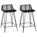vidaXL Bárszék 2 pcs Fekete 44 x 45 x 76 cm Rattan és acél