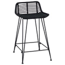 vidaXL Bárszék 2 pcs Fekete 44 x 45 x 76 cm Rattan és acél