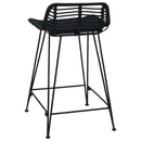 vidaXL Bárszék 2 pcs Fekete 44 x 45 x 76 cm Rattan és acél