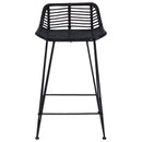 vidaXL Bárszék 2 pcs Fekete 44 x 45 x 76 cm Rattan és acél