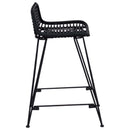 vidaXL Bárszék 2 pcs Fekete 44 x 45 x 76 cm Rattan és acél