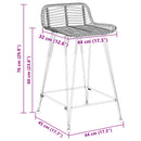 vidaXL Bárszék 2 pcs Fekete 44 x 45 x 76 cm Rattan és acél