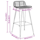 vidaXL Bárszék 44 x 46 x 91 cm Rudas Vas Dia, 10mm