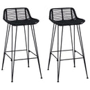 vidaXL Bárszék 2 pcs Fekete 44 x 46 x 91 cm Rattan és acél