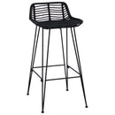 vidaXL Bárszék 2 pcs Fekete 44 x 46 x 91 cm Rattan és acél