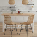 vidaXL Étkezőszék 2 pcs Természetes 41 x 55 x 85 cm Rattan és acél