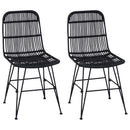 vidaXL Étkezőszék 2 pcs Fekete 41 x 55 x 85 cm Rattan és acél