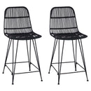 vidaXL Bárszék 2 pcs Fekete 44 x 54 x 96 cm Rattan és acél
