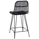 vidaXL Bárszék 2 pcs Fekete 44 x 54 x 96 cm Rattan és acél