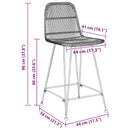 vidaXL Bárszék 2 pcs Fekete 44 x 54 x 96 cm Rattan és acél