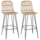 vidaXL Bárszék 2 pcs Természetes 44 x 55 x 109 cm Rattan és acél
