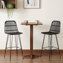 vidaXL Bárszék 2 pcs Fekete 44 x 55 x 109 cm Rattan és acél