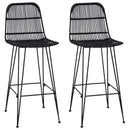 vidaXL Bárszék 2 pcs Fekete 44 x 55 x 109 cm Rattan és acél