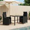 vidaXL Kültéri étkező szett 3 pcs Fekete 90 x 90 x 75 cm polirattan