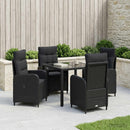 vidaXL Kültéri étkező szett 5 pcs Fekete 90 x 90 x 75 cm polirattan