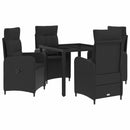 vidaXL Kültéri étkező szett 5 pcs Fekete 90 x 90 x 75 cm polirattan