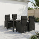 vidaXL Kültéri étkező szett 5 pcs Fekete 150 x 90 x 75 cm polirattan