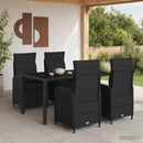 vidaXL Kültéri étkező szett 5 pcs Fekete 150 x 90 x 75 cm polirattan