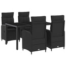 vidaXL Kültéri étkező szett 5 pcs Fekete 150 x 90 x 75 cm polirattan