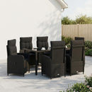 vidaXL Kültéri étkező szett 7 pcs Fekete 150 x 90 x 75 cm polirattan