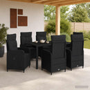 vidaXL Kültéri étkező szett 7 pcs Fekete 150 x 90 x 75 cm polirattan